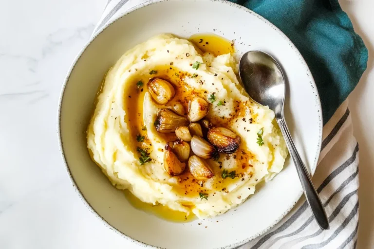 Creamy Garlic Confit Mashed Potatoes in a Bowl