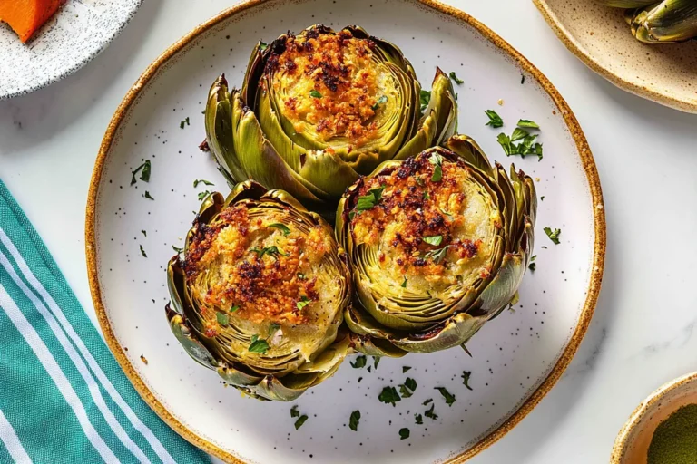 Delicious stuffed artichokes filled with a flavorful mixture, perfect for a crowd-pleasing appetizer or side dish.