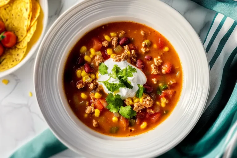 Colorful Taco Soup in a Bowl