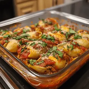 Delicious Stuffed Shells With Meat on a Plate