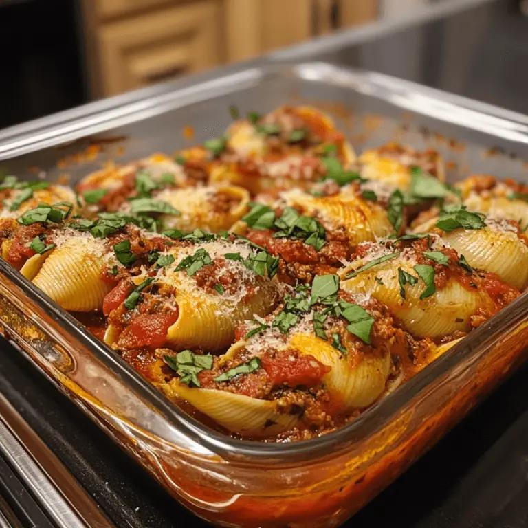 Delicious Stuffed Shells With Meat on a Plate