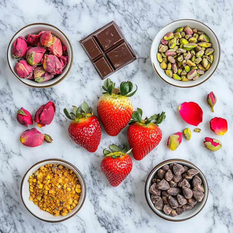 Ingredients for Dubai chocolate covered strawberries