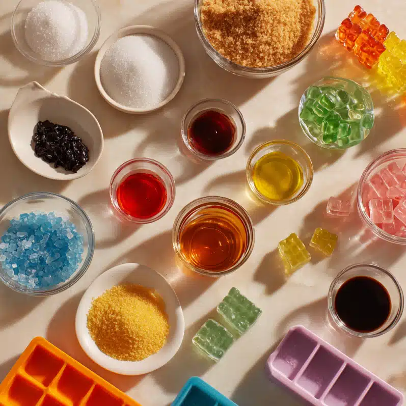 Labubu Candy ingredients laid out for recipe prep