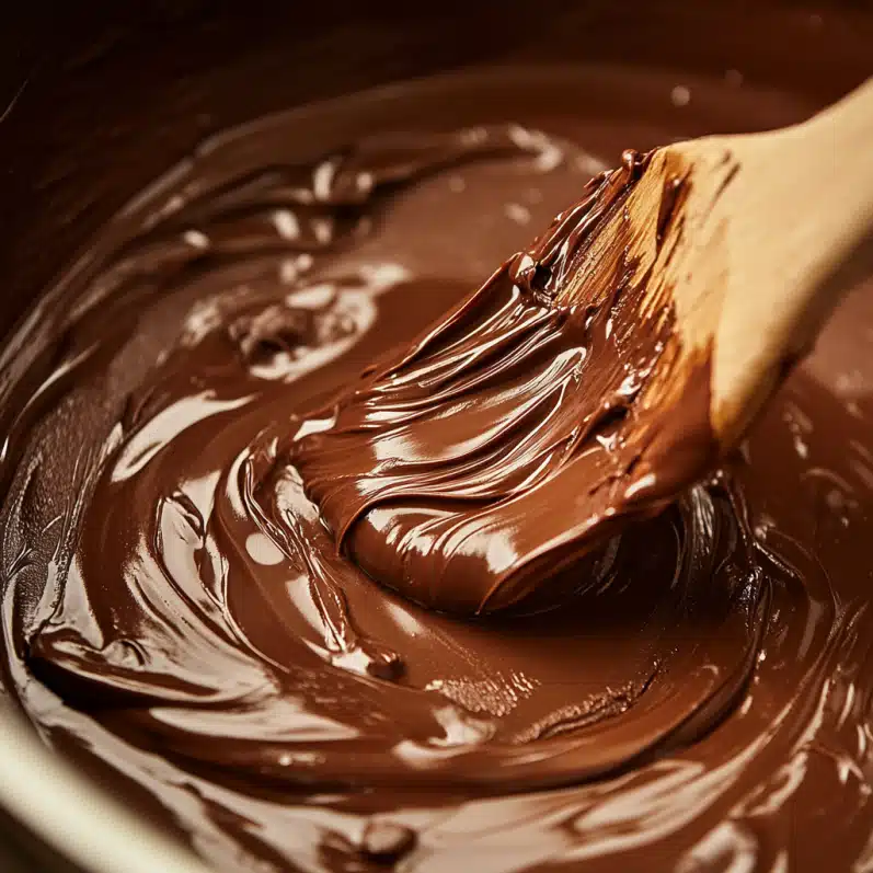 Melted camel milk chocolate in a double boiler